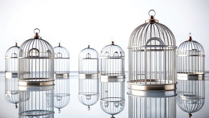 Flat Lay Food Photography: Glass Cage, White Background, Reflection, Copy Space