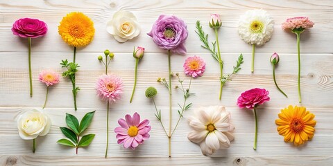 Flat Lay Flower Shapes on Wooden Background with Copy Space - Clean & Clinical Stock Photo