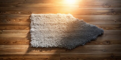 Flat Lay Rustic Wooden Texture with Silhouetted Rug, Backlit, Copy Space