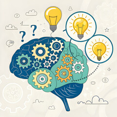 human head with brain idea on isolated background 