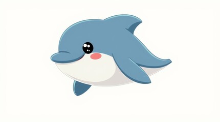  "Adorable Kawaii Cartoon Dolphin &ndash; Playful Marine Friend with Big Eyes & Cheerful Expression"