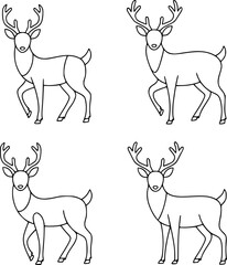 Deer and reindeer silhouette set with wildlife and Christmas cartoon designs