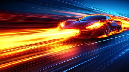 HighSpeed Sports Car Fiery Trail Motion Blur