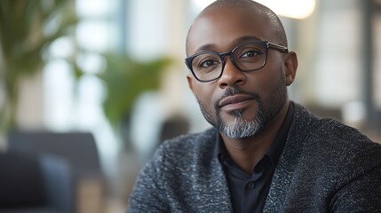 Obraz premium Professional portrait of a stylish man in modern office setting