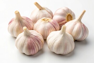 Fototapeta premium Fresh Garlic Bulb Isolated on White Background for Culinary Design - Organic Ingredient for Cooking and Seasoning Recipes