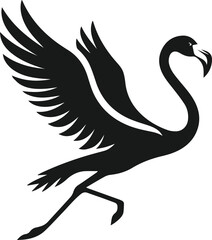 silhouette of a flamingo soaring with wings