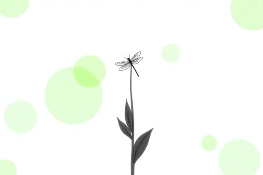 drawing of a flower and a dragonfly on a white background