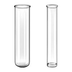 Clear empty glass test tube isolated on transparent background.