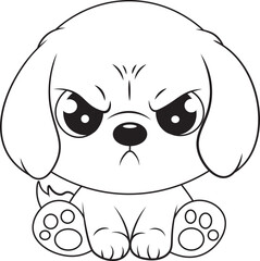Angry dog ​​cartoon pictures for kids coloring book