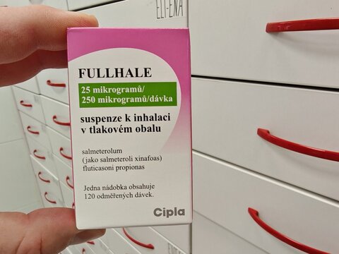 Prague,Czech Republic-January 8 2025: Fullhale by Cipla contains Salmeterol and Fluticasone, a combination inhaler for asthma and COPD treatment

