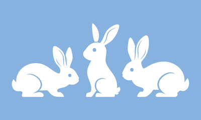 Fototapeta premium Flat easter bunny silhouette collection isolated