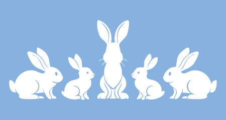 Flat easter bunnies collection