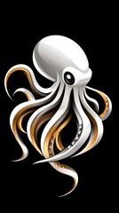 Naklejka premium White and Gold Octopus Illustration
