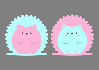 Adorable Kawaii Hedgehogs - Pink and Blue Cartoon Art