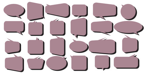 Set with quote box frame in abstract style. Vector texting quote boxes. Bubble banners with quotation, message and comment. 