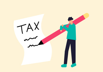 Person calculating tax form illustration