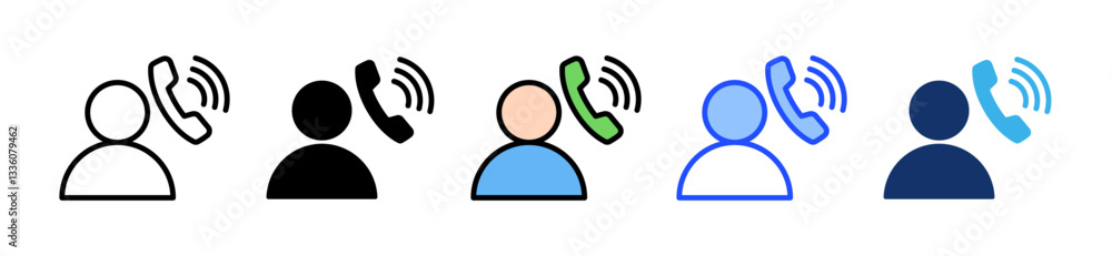 Poster telephone icon set with multiple style collection