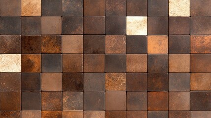 Rustic Brown Mosaic Tile Texture: A Wall of Earthy Tones