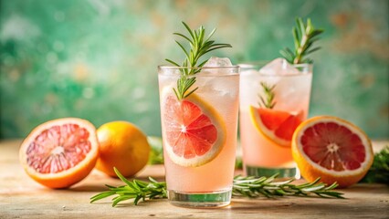 Refreshing Pink Citrus Rosemary Summer Drinks in Glasses