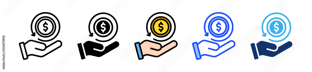 Poster refund icon set with multiple style collection