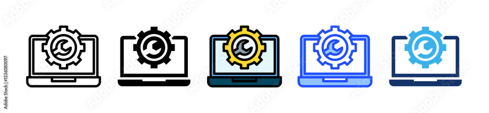 Aufkleber online service icon set with multiple style collection