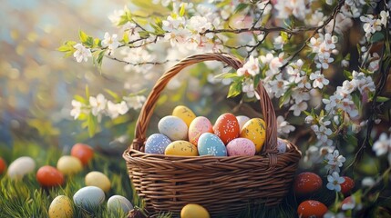 easter eggs in a basket