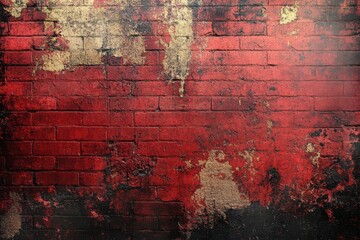 Red Brick Wall Texture Grunge Background Aged Paint