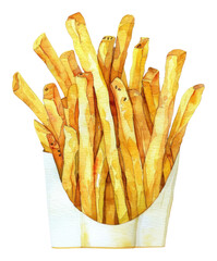 PNG An isolated fries food illustration watercolor.
