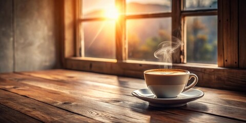 Aromatic Coffee by the Window at Sunrise Warmth, Tranquility, and a Peaceful Morning