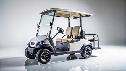 Fototapeta premium Modern High-Angle Macro Shot of a Futuristic Golf Cart on White Background with Copy Space