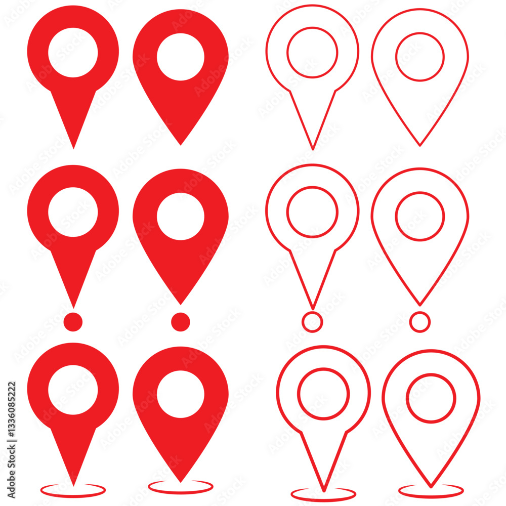 Poster set of location icon, flat icon set of location and map pins, map pin place marker, location pointer