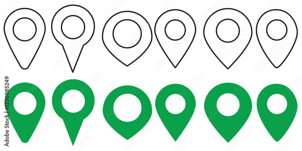 Poster set of location icon, flat icon set of location and map pins, map pin place marker, location pointer