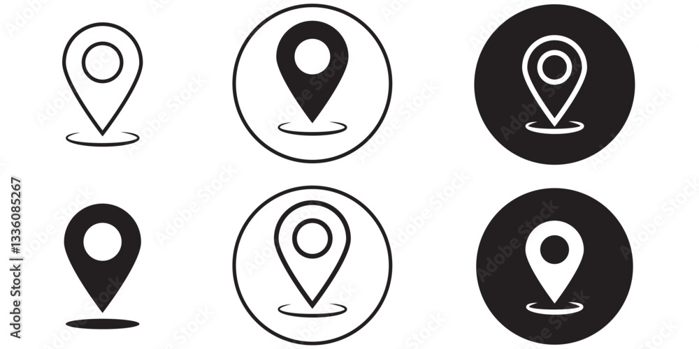 Poster set of location icon, flat icon set of location and map pins, map pin place marker, location pointer