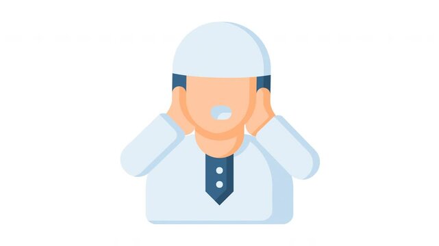 Animated adzan with people moslem sign symbol. Suitable for hajj, ramadan, muslim, ramadan, islam, mubarak, kareem, religion, celebration, fasting, culture, religious, moslem and eid mubarak