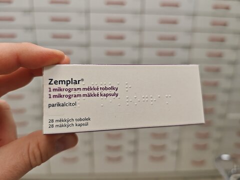 Prague,Czech Republic-January 8 2025: Zemplar by AbbVie contains Paricalcitol, used to prevent and treat secondary hyperparathyroidism in patients with chronic kidney disease

