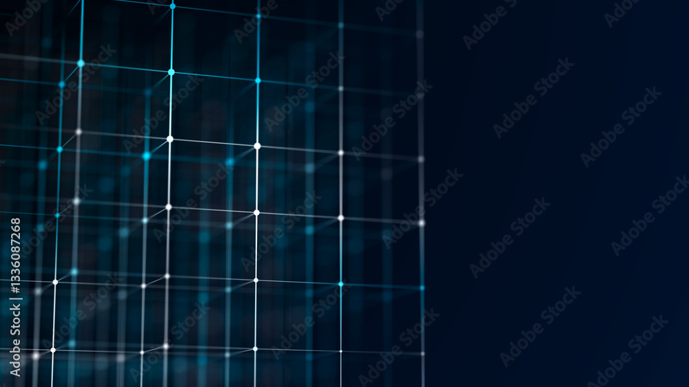 Aufkleber sci-fi background. digital landscape with dots and lines. cyberspace grid. background concept for yo