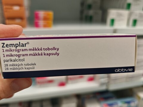 Prague,Czech Republic-January 8 2025: Zemplar by AbbVie contains Paricalcitol, used to prevent and treat secondary hyperparathyroidism in patients with chronic kidney disease

