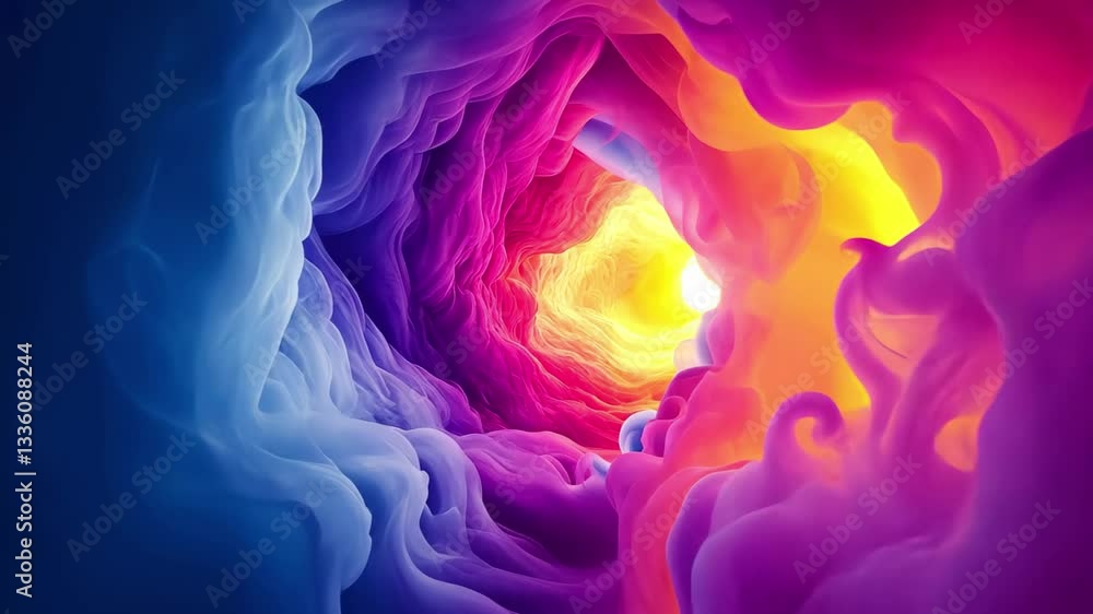 Poster Exploring a colorful infinity tunnel in a futuristic realm of swirling hues, Futuristic infinity colourful tunnel travel