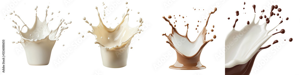 Poster captivating splashes of milk chocolate and cream collide in a mesmerizing display of fluid dynamics 