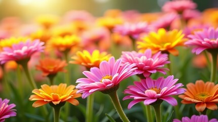 Fototapeta premium Colorful Flower Garden Photography for Greeting Card, Website Banner, Digital Wallpaper, Nature Blog, Wall Art