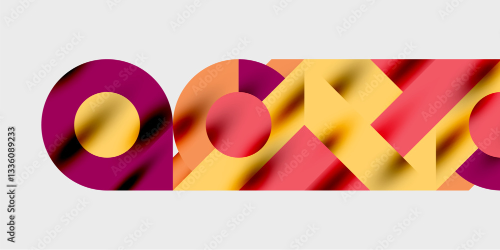 Aufkleber Modern abstract background featuring circles, lines, and triangles in a dynamic geometric composition. Perfect for stylish, tech, or creative-themed designs