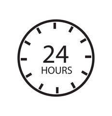 24 hour service icon. 24 hours icon. 24 hours order execution or delivery service icon. 24 hours icon flat style on a white background. 
