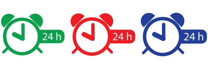 
24 hours icon Vector logo set flat . 