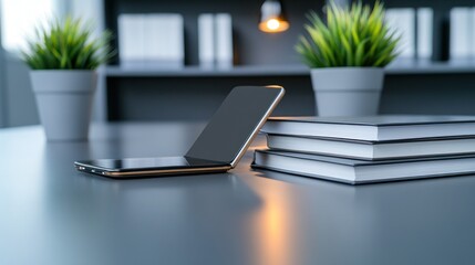 Foldable Phone and Books on a Desk