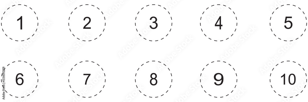 Poster bullet points numbers. colorful list markers from 1 to 10. vector design elements set for modern inf