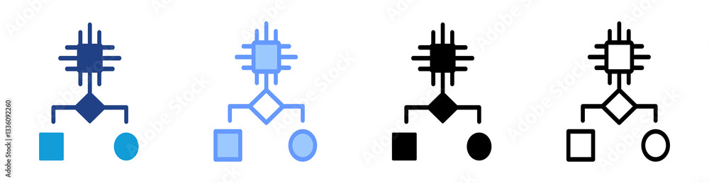 Aufkleber Algorithm icon set multiple style collection