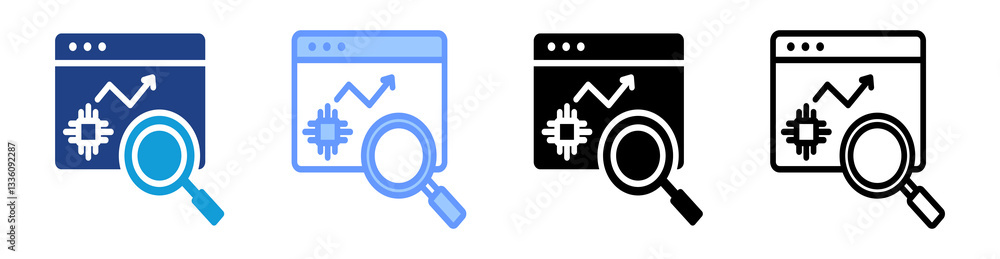 Poster research icon set multiple style collection