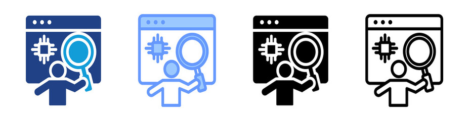 Ai Research Scientist icon set multiple style collection