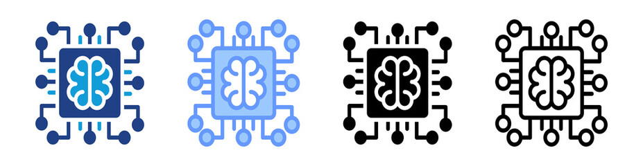 Machine Learning icon set multiple style collection