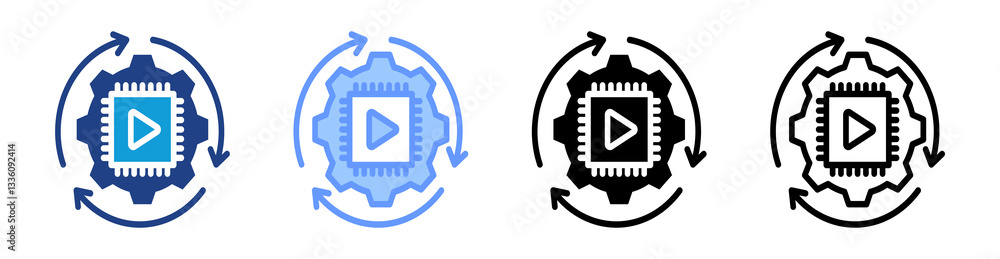 Poster Automation icon set multiple style collection